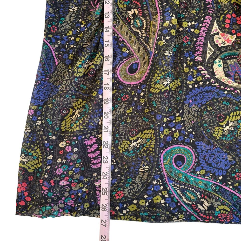 Dolan Anthropologie Black Floral Print Long Sleeve Semi-Sheer Blouse Size Medium - Picture 4 of 7